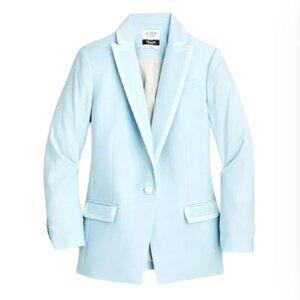 NWT JCrew Willa Tuxedo Blazer Jacket Womens 0 Blue One Button Italian Wool NEW